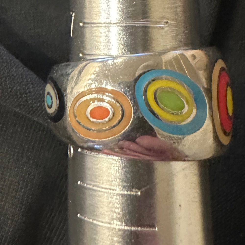 Vintgage Swatch Bijoux Samba stainless ring w/colorful enamel accents SZ 8 - Picture 7 of 9